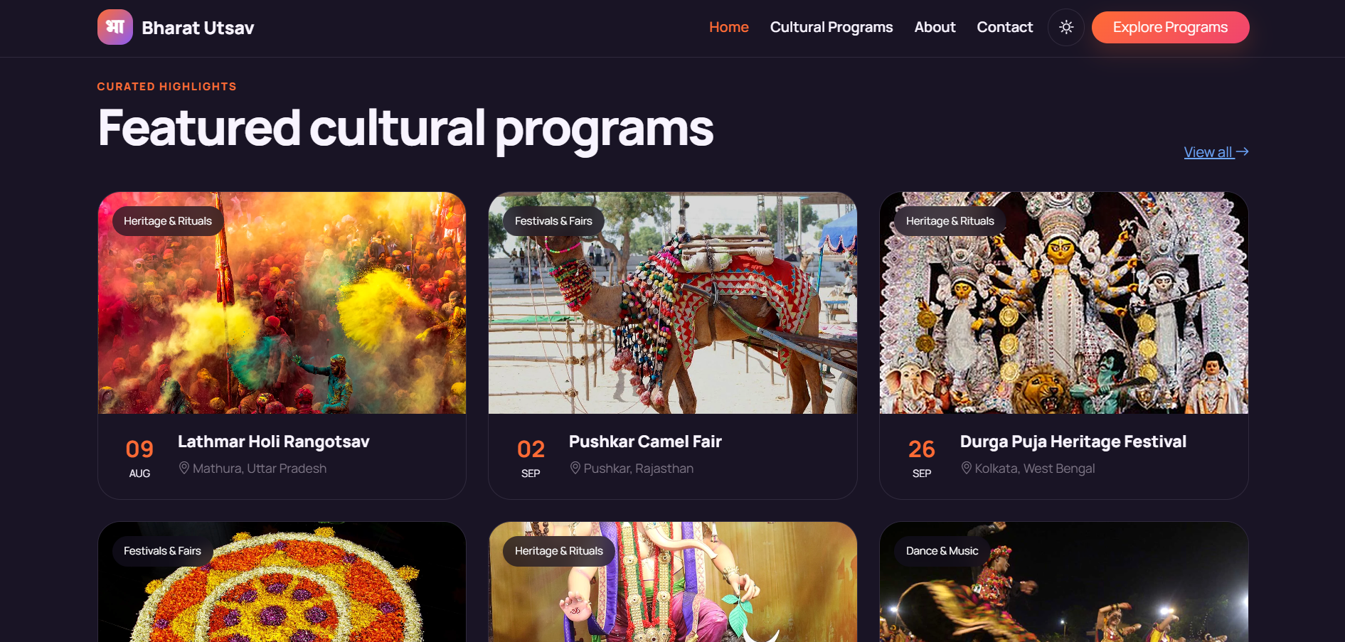 Bharat Utsav – Indian Cultural Programs & Festival Discovery Portal