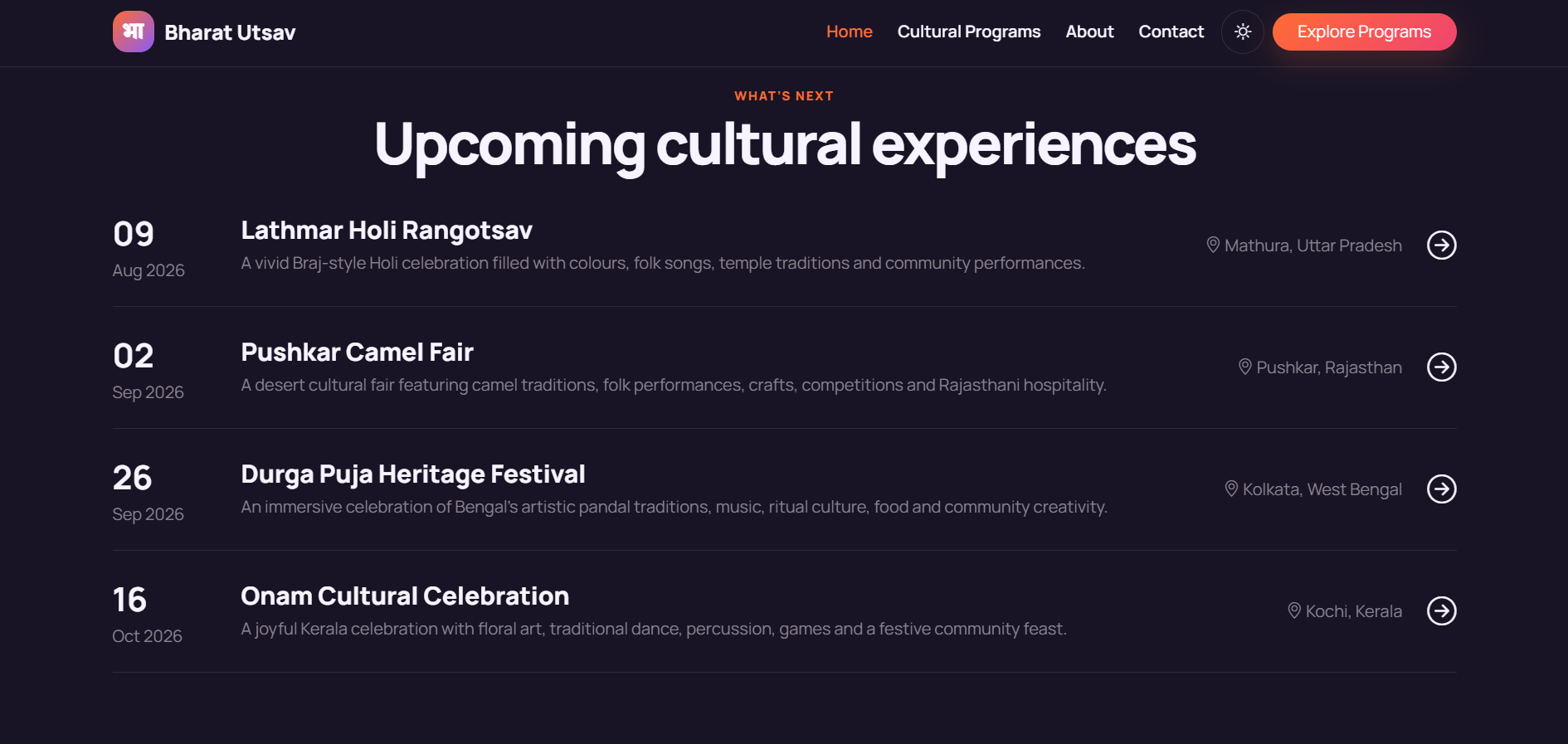 Bharat Utsav – Indian Cultural Programs & Festival Discovery Portal