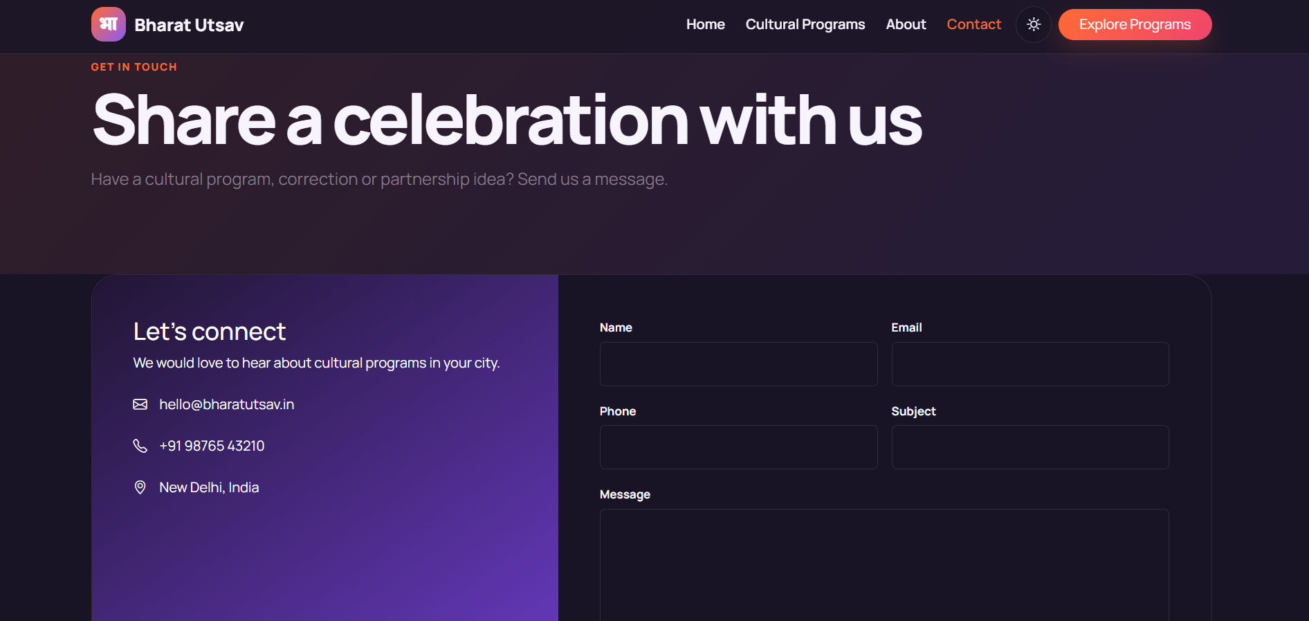 Bharat Utsav – Indian Cultural Programs & Festival Discovery Portal