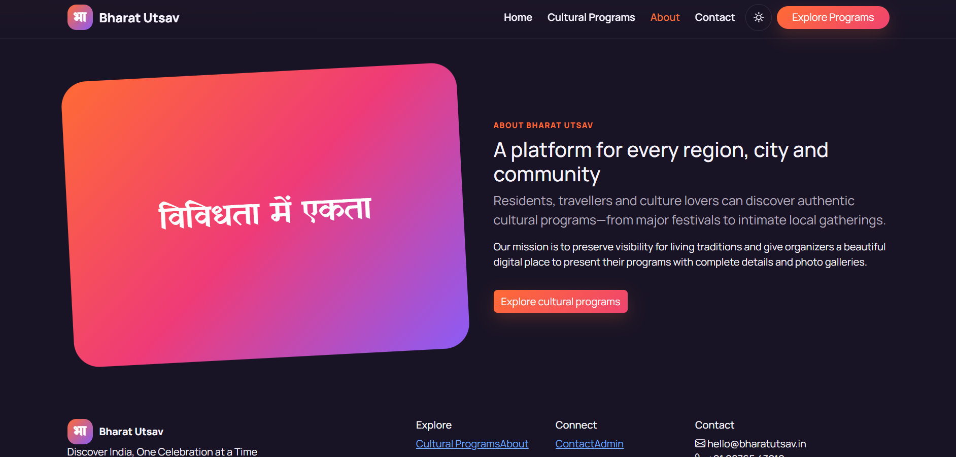 Bharat Utsav – Indian Cultural Programs & Festival Discovery Portal