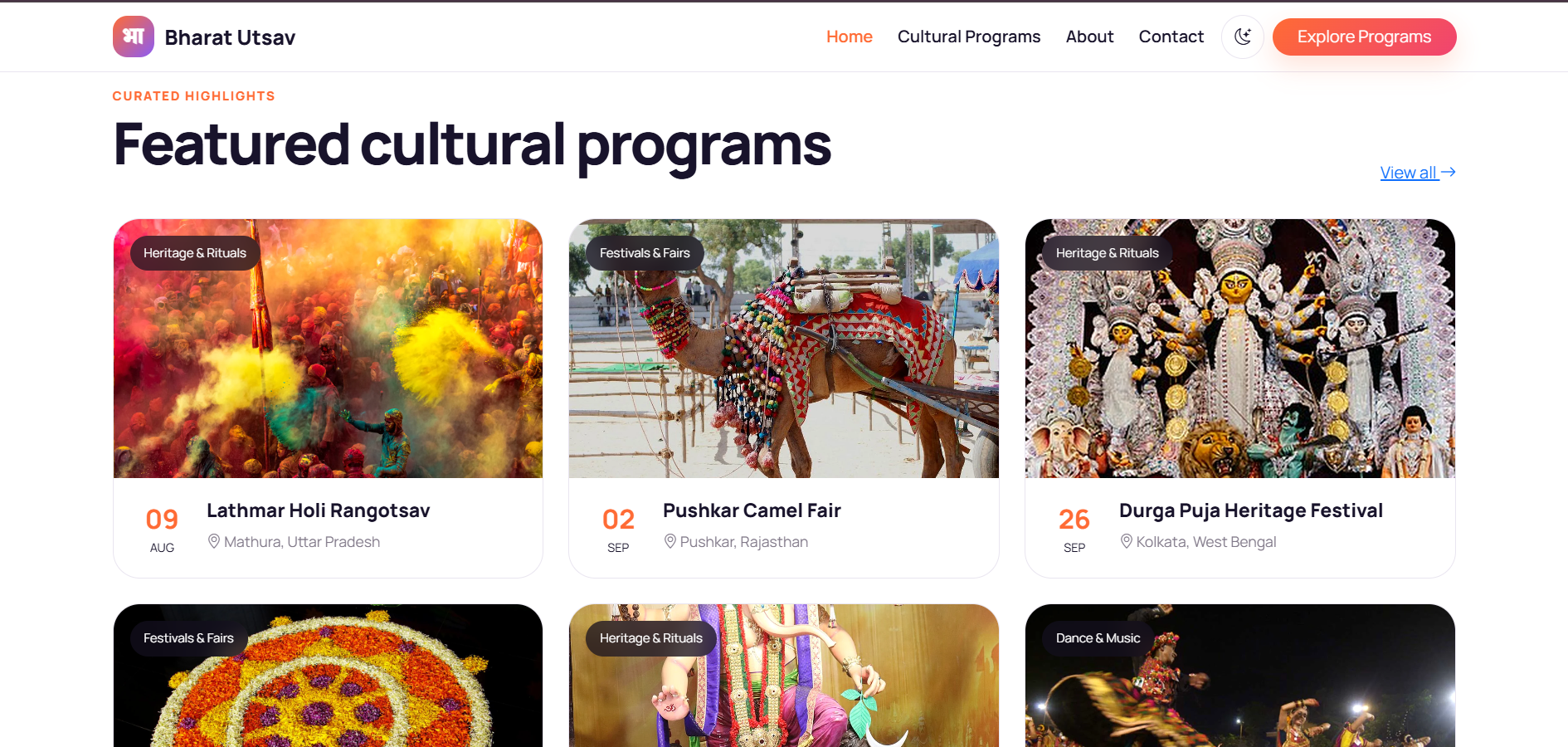 Bharat Utsav – Indian Cultural Programs & Festival Discovery Portal